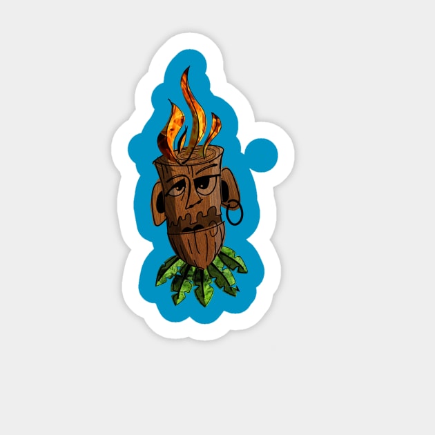 Tiki on Fire Sticker by tylergabbard